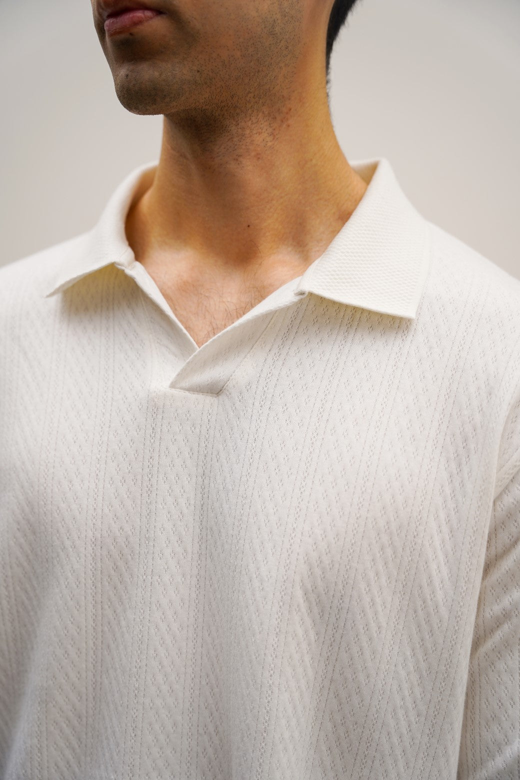 White Soft Jacquard Regular-Fit Polo Shirt