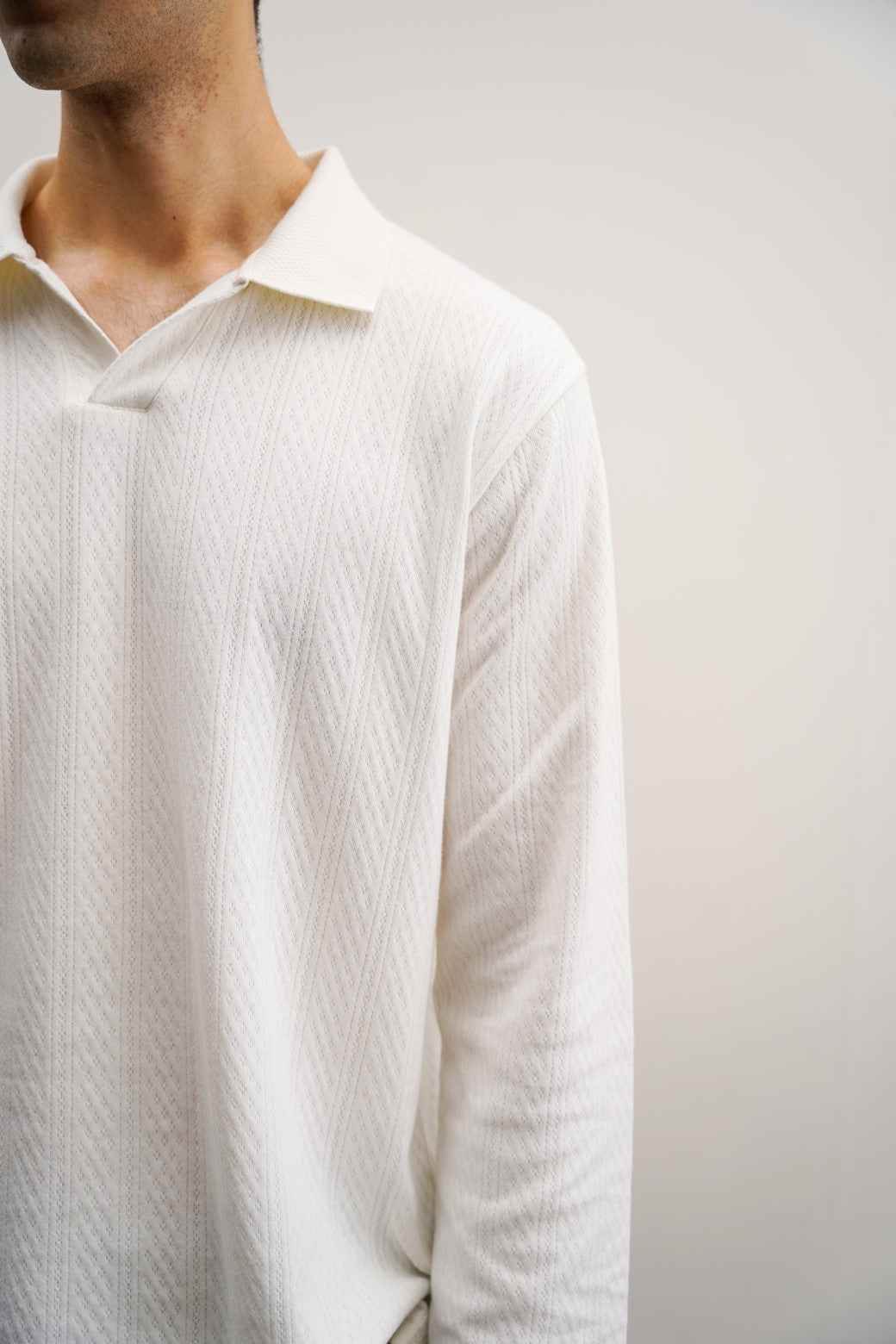 White Soft Jacquard Regular-Fit Polo Shirt