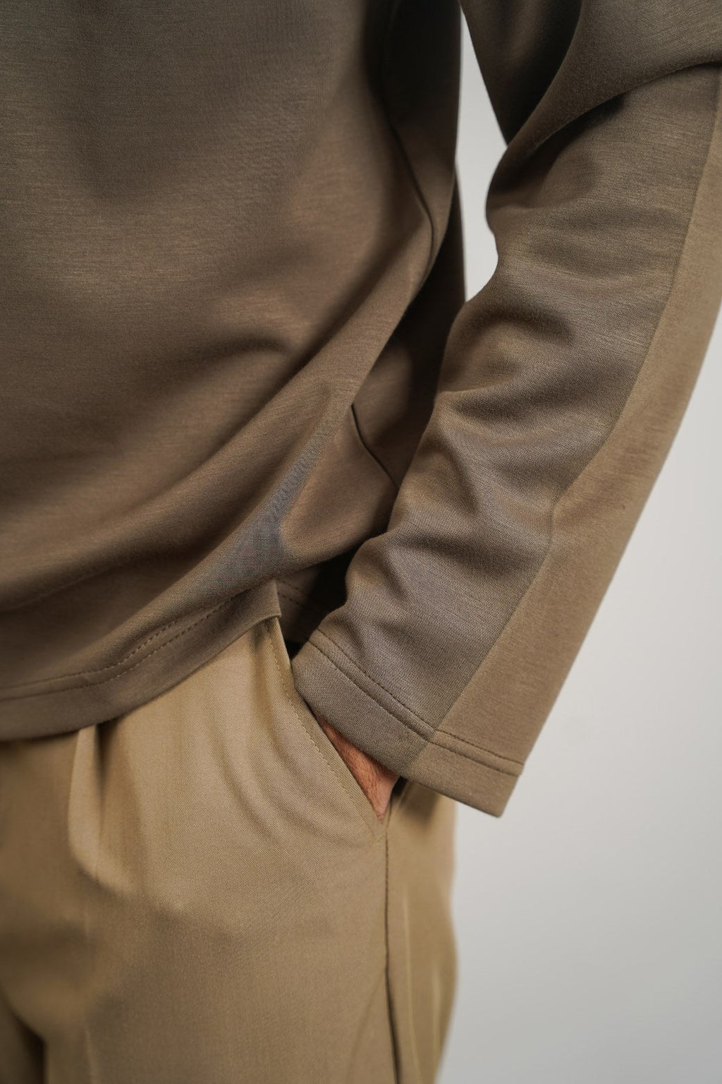 Olive Soft Relaxed Fit Zip Polo with Long Sleeves – Cool Havn