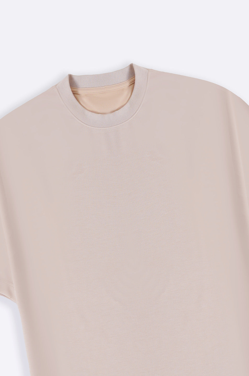 Beige Relaxed Fit Neoprene T-Shirt - Soft Hand Feel