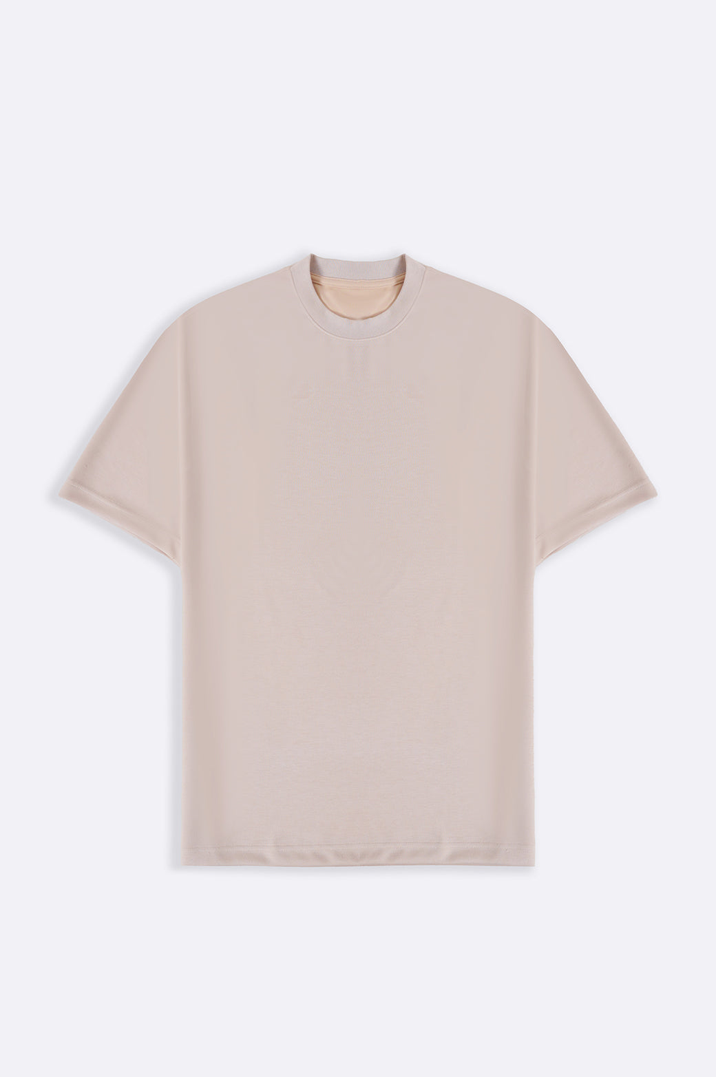 Beige Relaxed Fit Neoprene T-Shirt - Soft Hand Feel