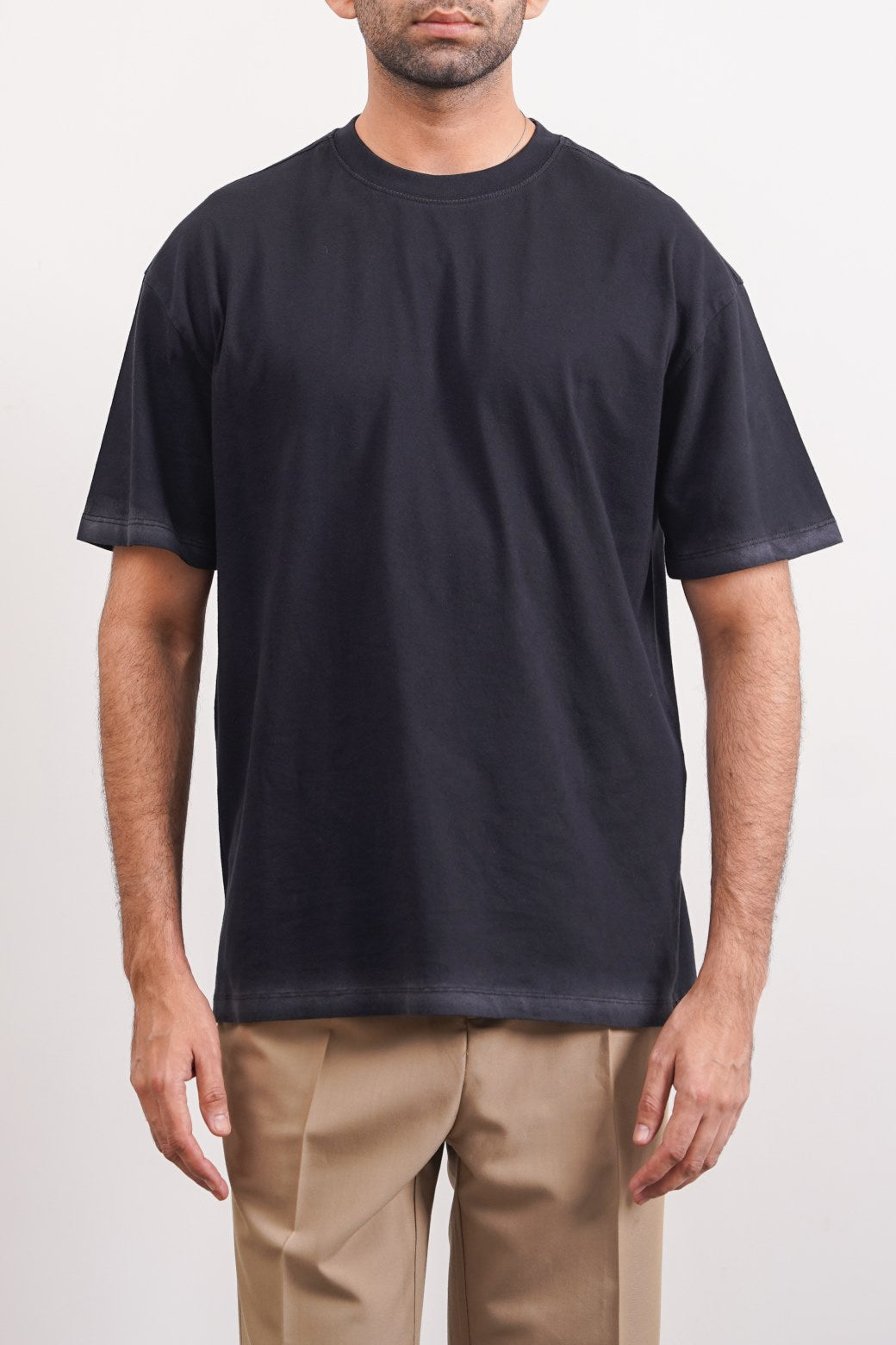 Charcoal Washed Effect Loose Fit Soft T-Shirt