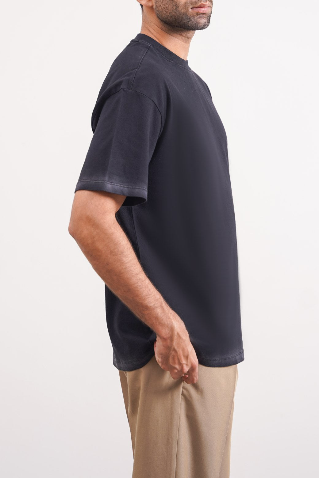 Charcoal Washed Effect Loose Fit Soft T-Shirt