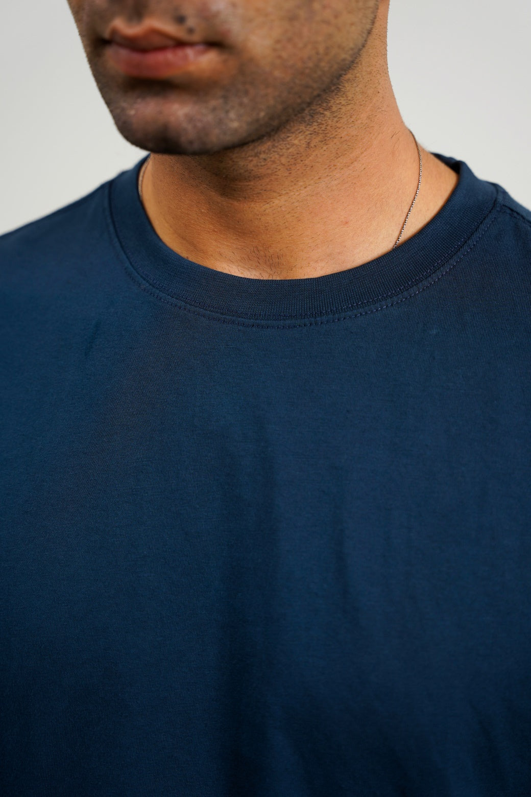 Navy Washed Effect Loose Fit Soft Cotton T-Shirt