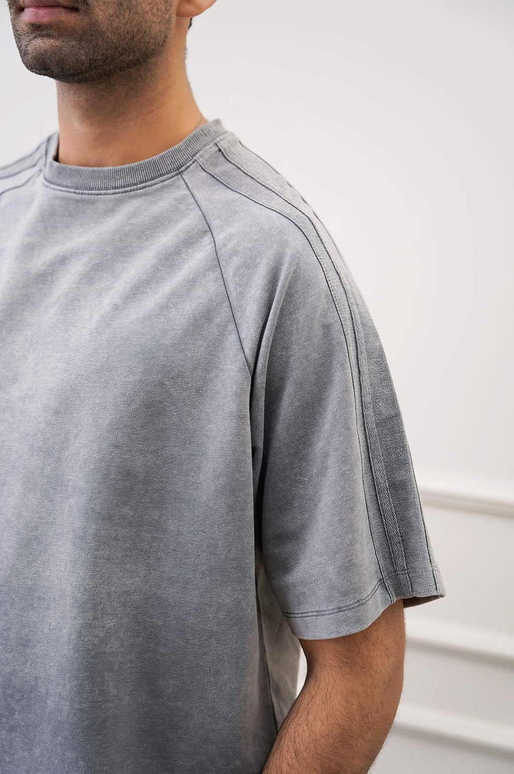 Grey Acid Wash Raglan Loose Fit Soft T-Shirt – Cool Havn