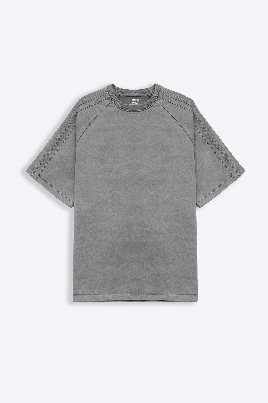 Grey Acid Wash Raglan Loose Fit Soft T-Shirt