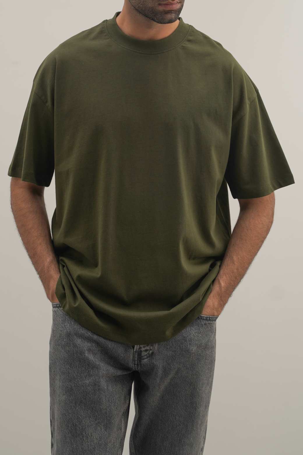 Dark Olive Oversized Soft Crewneck Tee