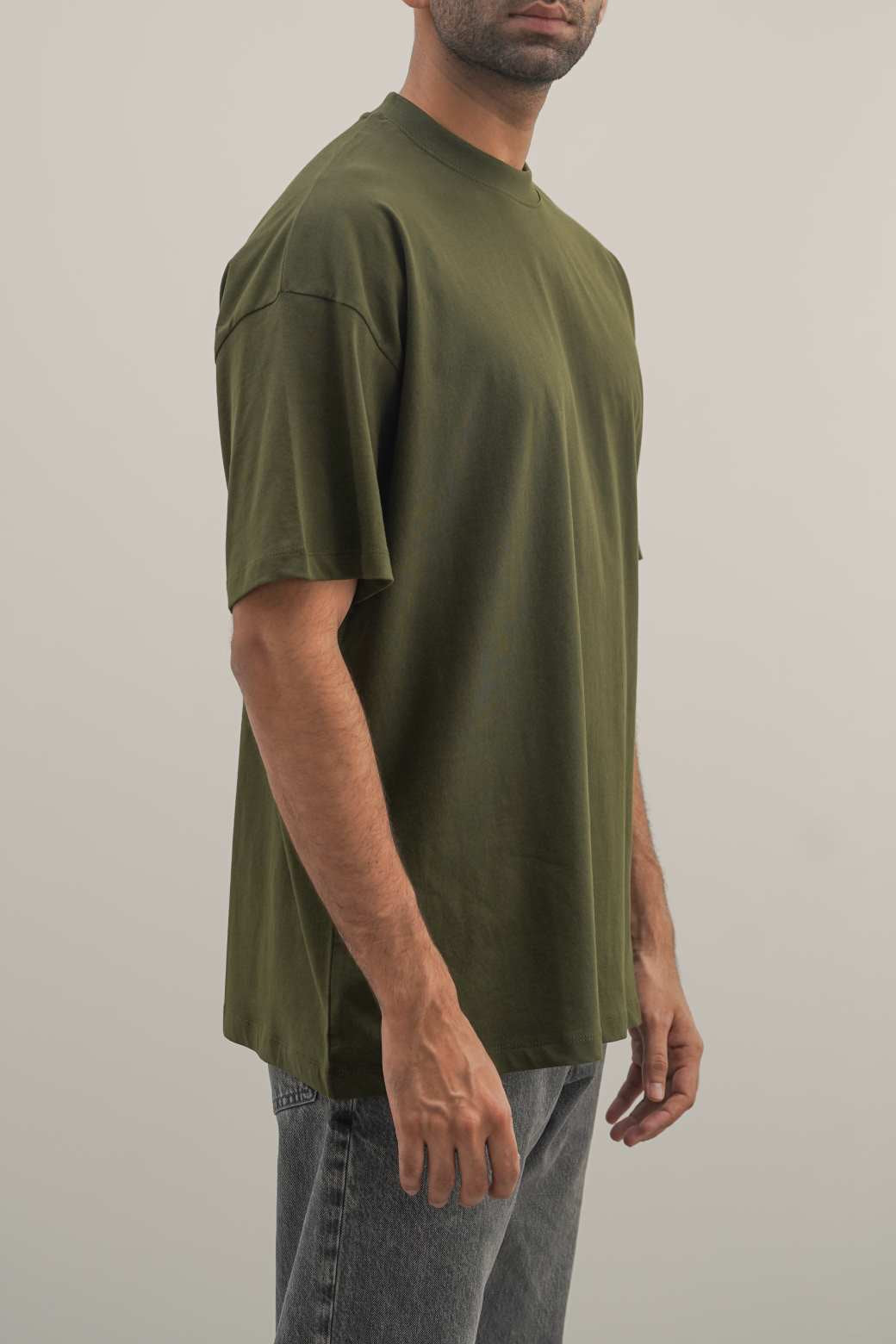 Dark Olive Oversized Soft Crewneck Tee