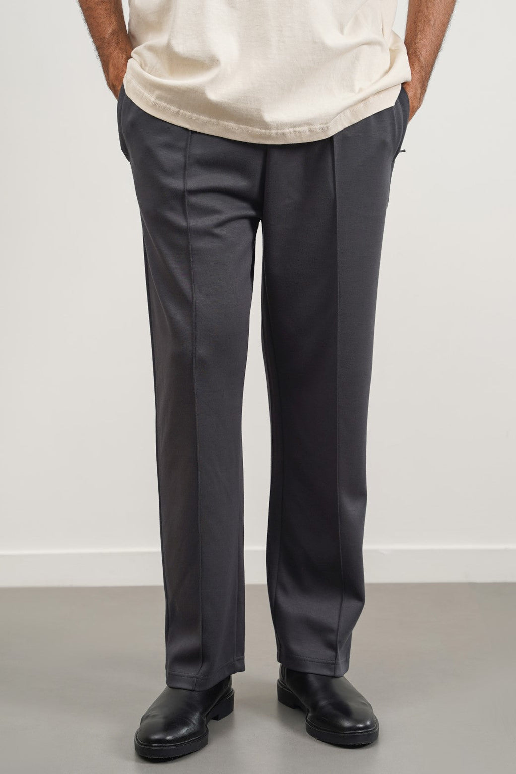 Charcoal Super Soft Relaxed Fit Knitted Pants with Front Seam Detail – Cool Havn