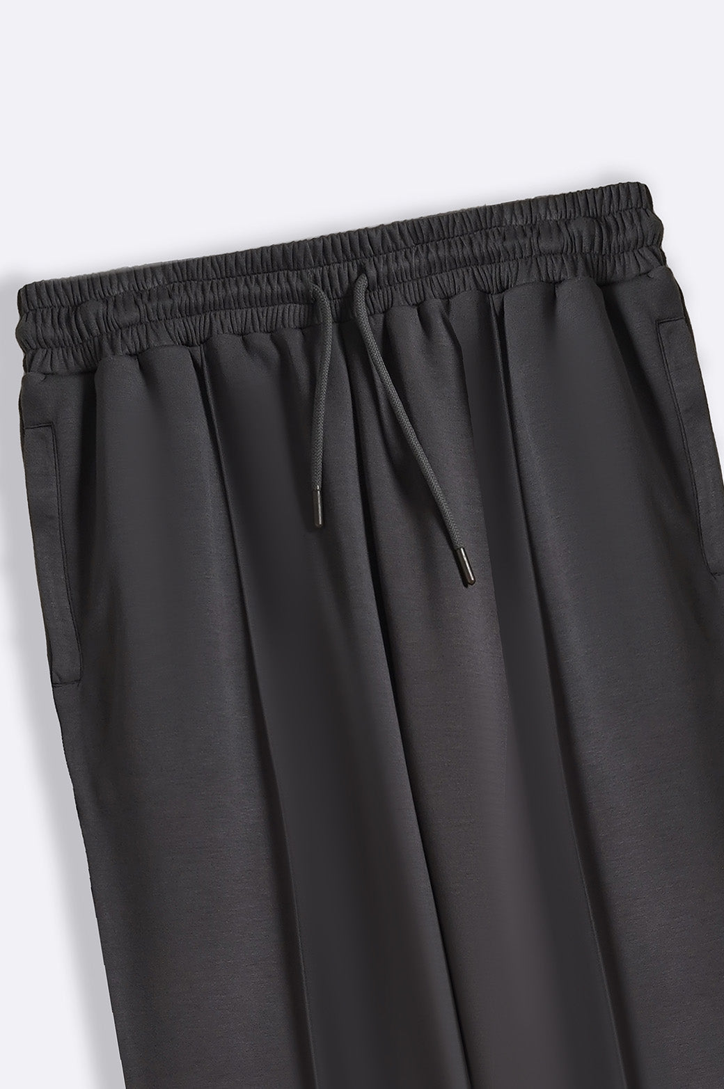 Charcoal Super Soft Relaxed Fit Knitted Pants with Front Seam Detail