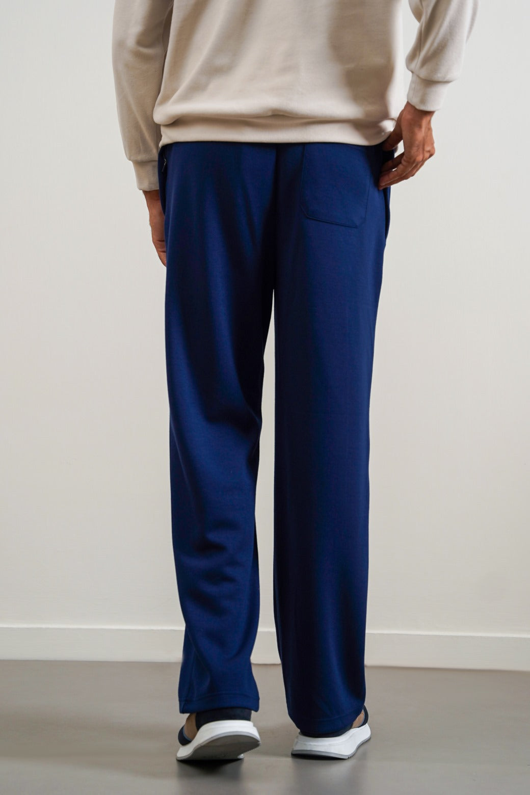 Navy Super Soft Relaxed Fit Knitted Pants with Front Seam Detail