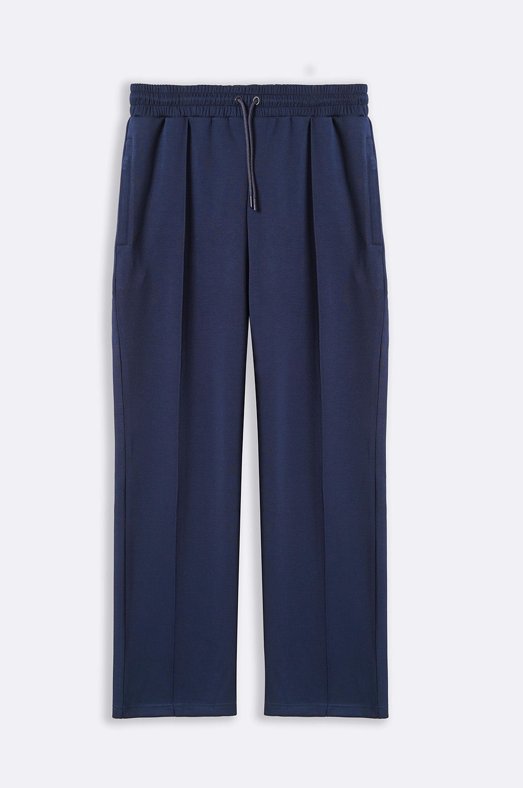 Navy Super Soft Relaxed Fit Knitted Pants with Front Seam Detail