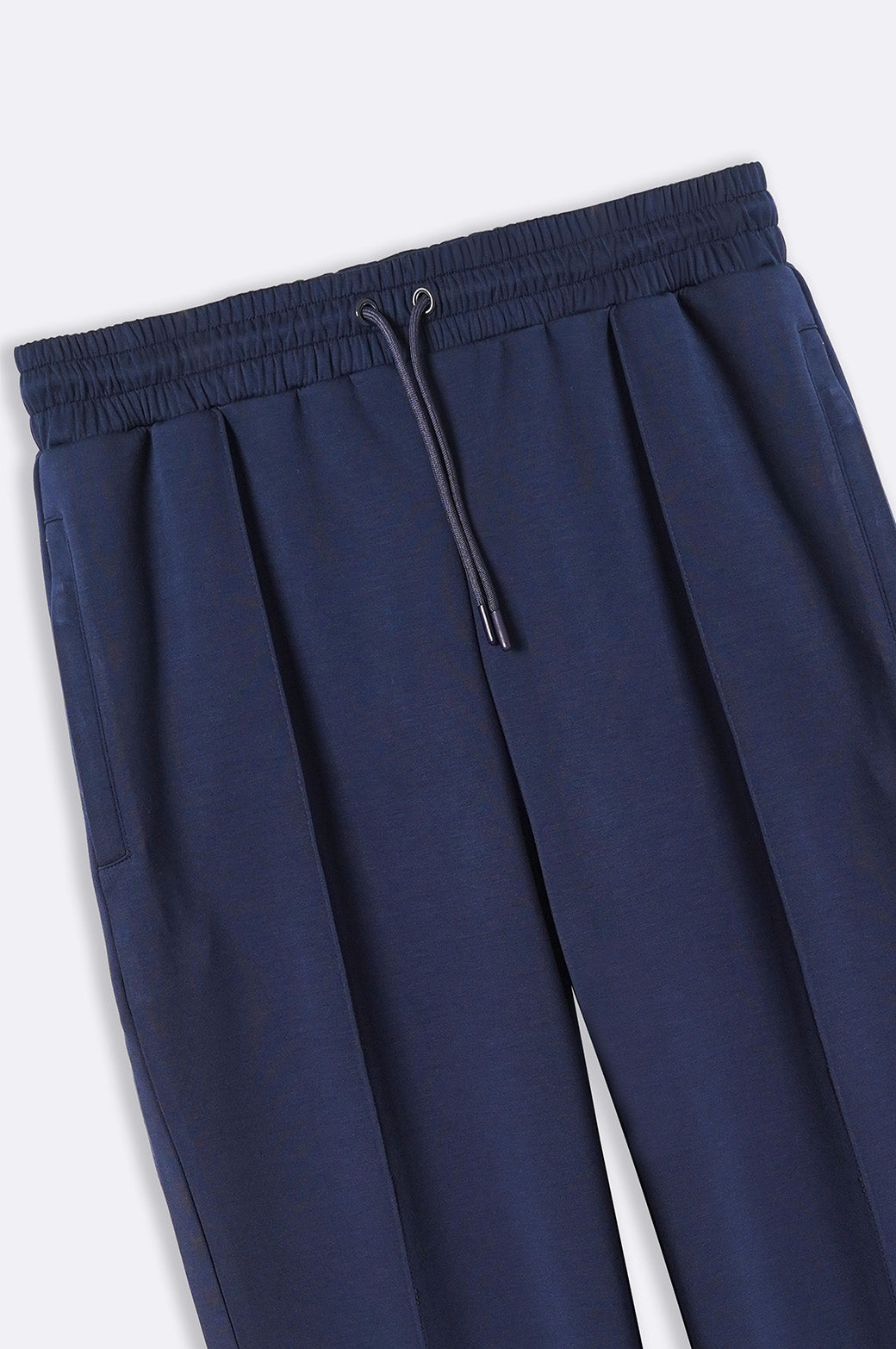 Navy Super Soft Relaxed Fit Knitted Pants with Front Seam Detail