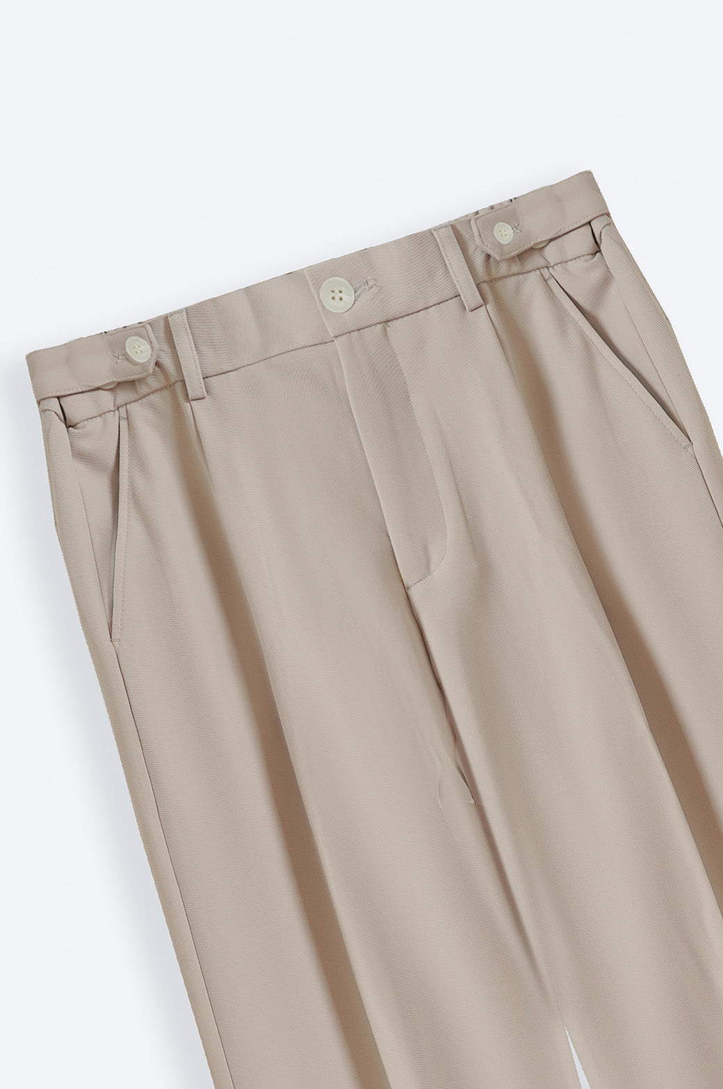 Beige Soft Terry Tailored Adjustable Pants