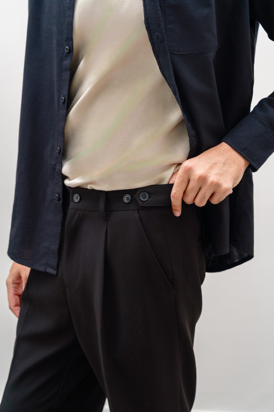 Black Soft Tailored Adjustable Pants