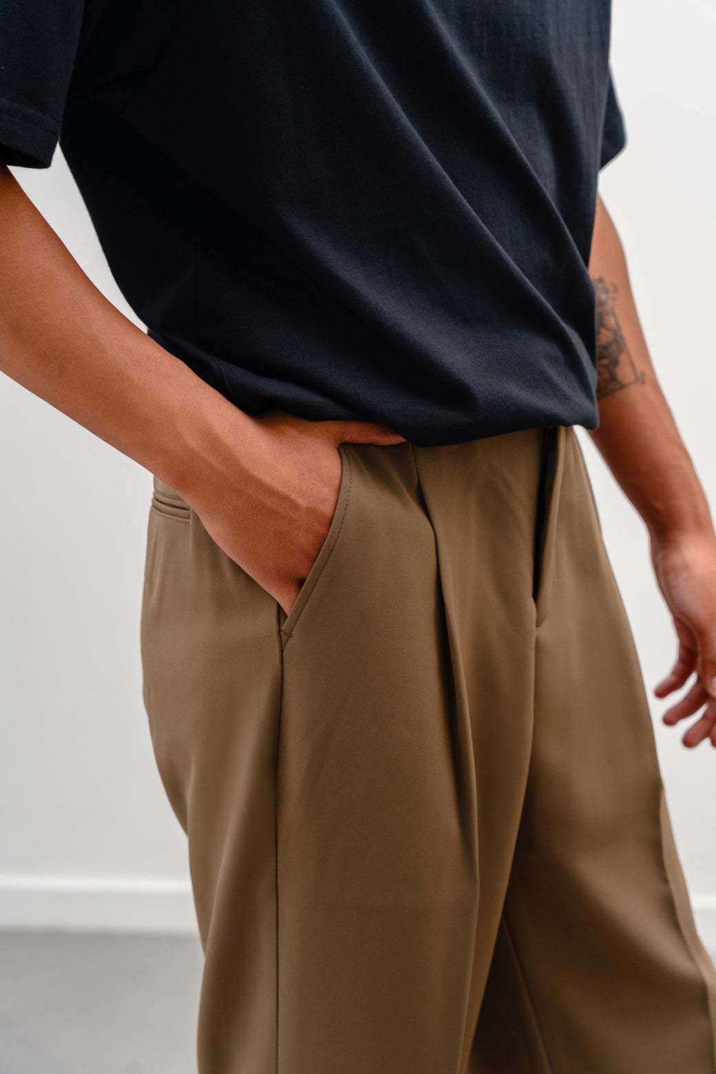 Brown Soft Terry Tailored Adjustable Pants
