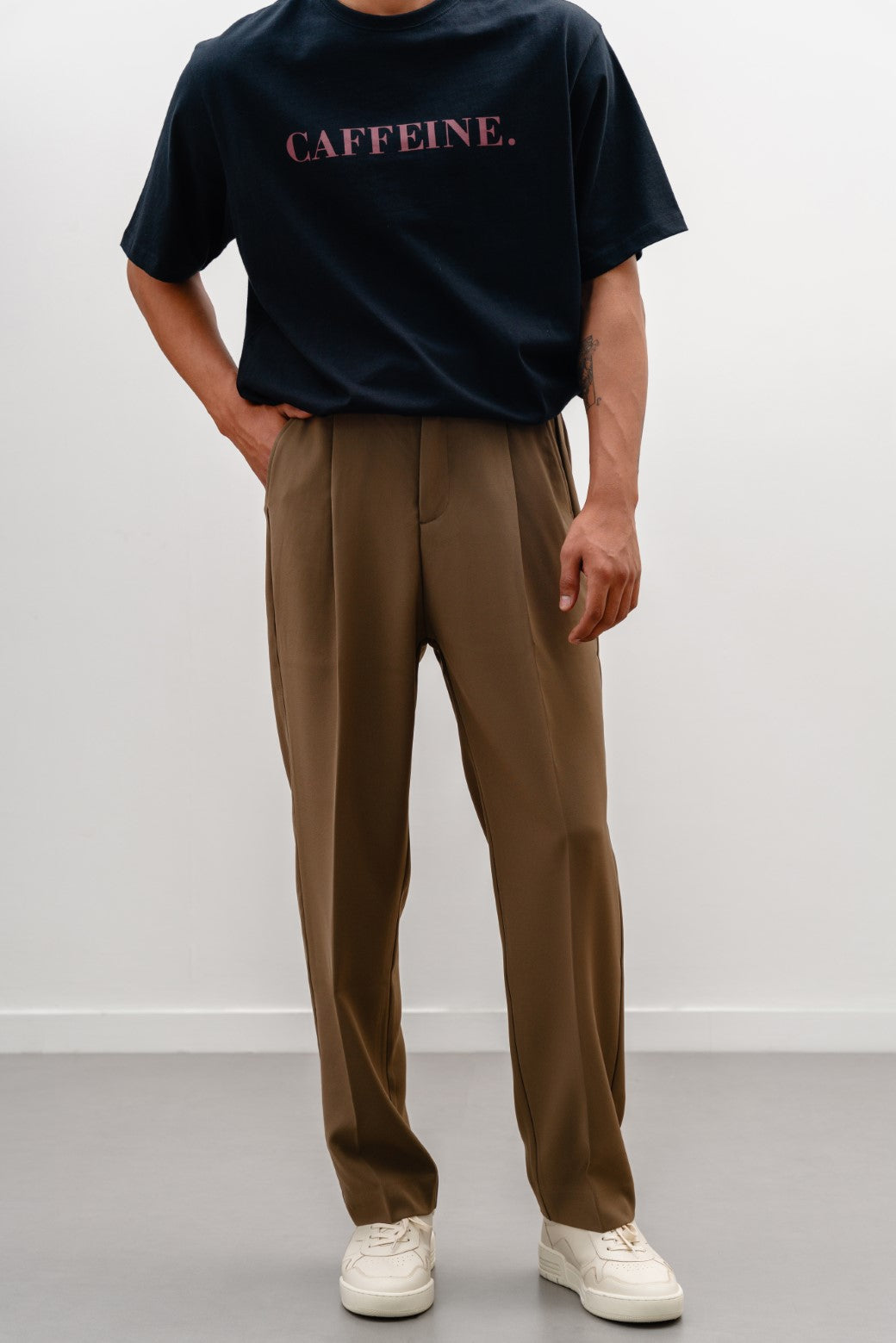 Brown Soft Terry Tailored Adjustable Pants