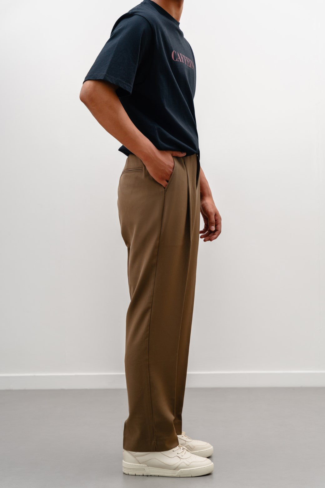 Brown Soft Terry Tailored Adjustable Pants