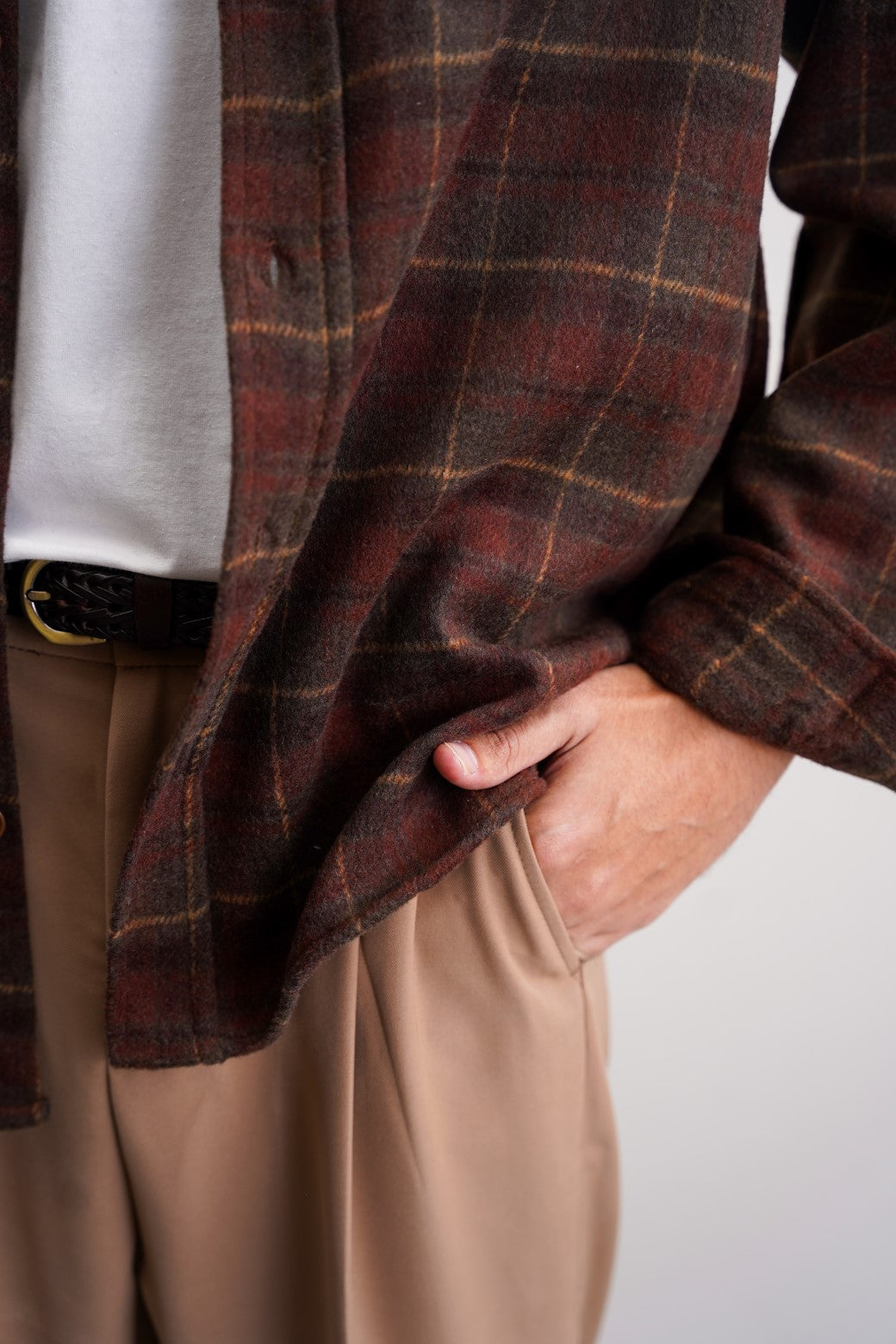 Khaki Soft Terry Tailored Adjustable Pants with Elastic Waistband and Front Pleat