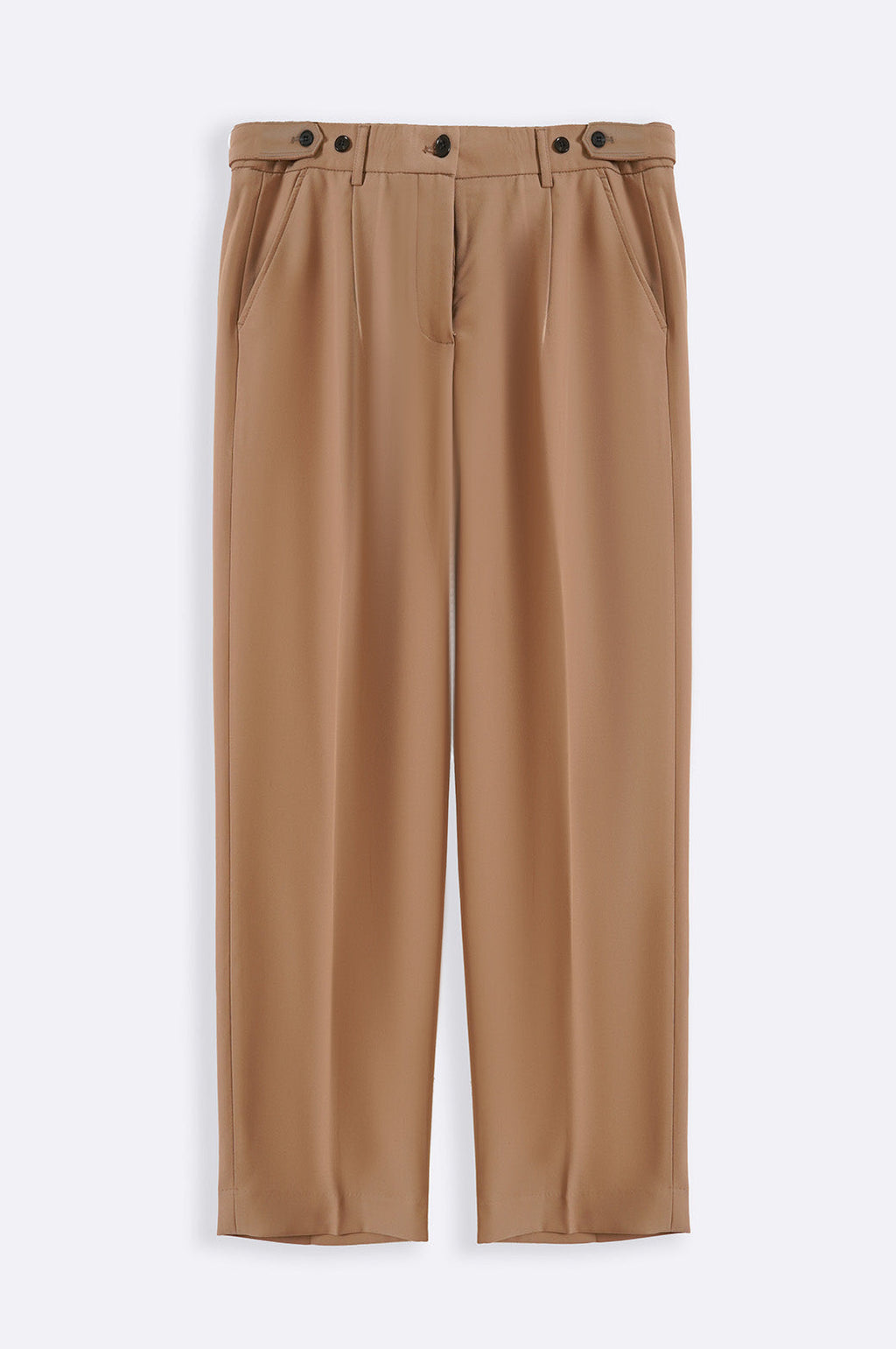 Khaki Soft Terry Tailored Adjustable Pants with Elastic Waistband and Front Pleat – Cool Havn