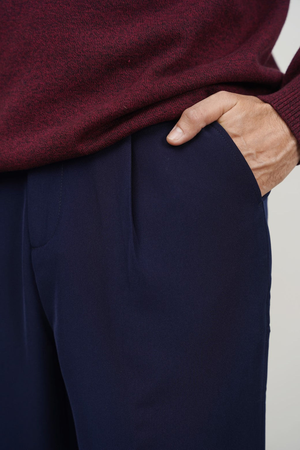 Navy Soft Terry Tailored Adjustable Pants with Elasticated Waistband and Front Pleat – Cool Havn