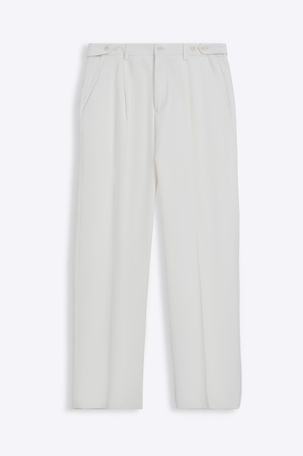 White Soft Tailored Adjustable Pants with Elasticated Waistband