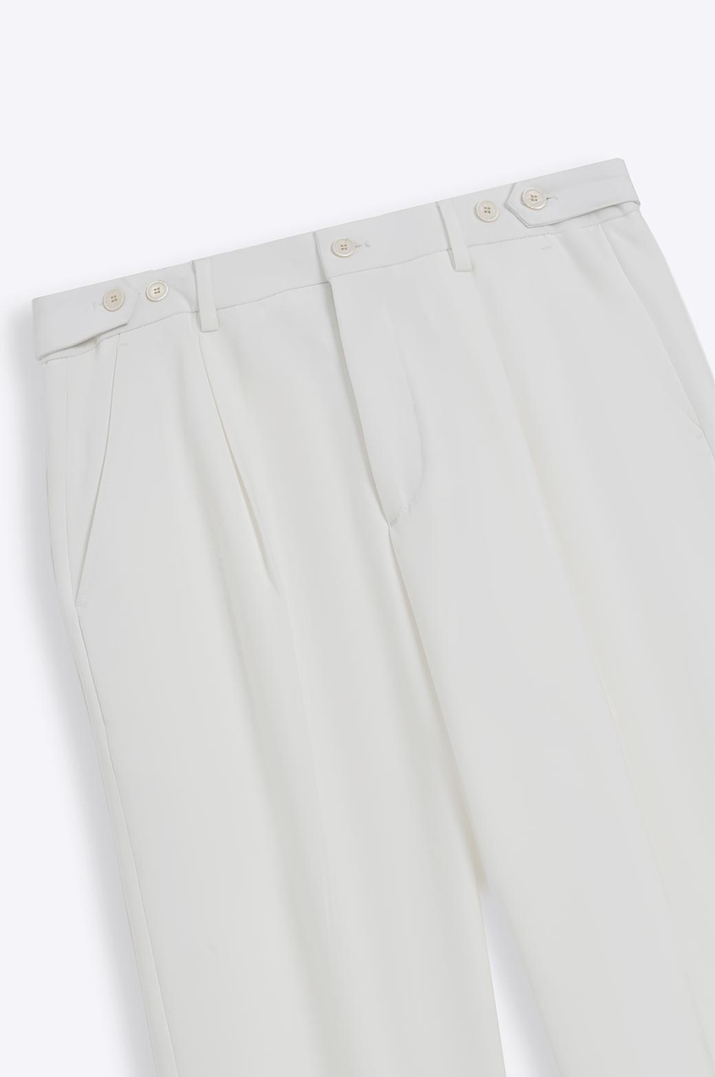 White Soft Tailored Adjustable Pants with Elasticated Waistband