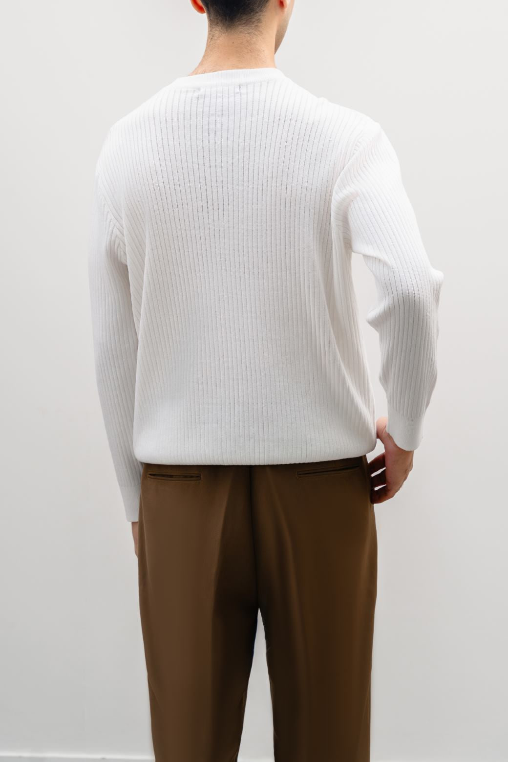 White Textured Henley Jumper - Regular to Relaxed Fit, Super Soft – Cool Havn