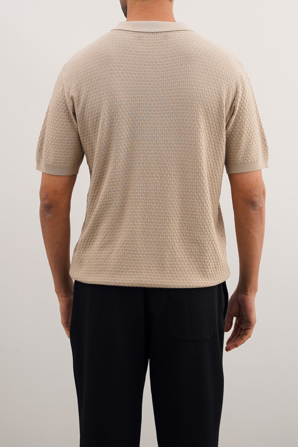 Beige Soft Textured Regular Fit Polo Shirt