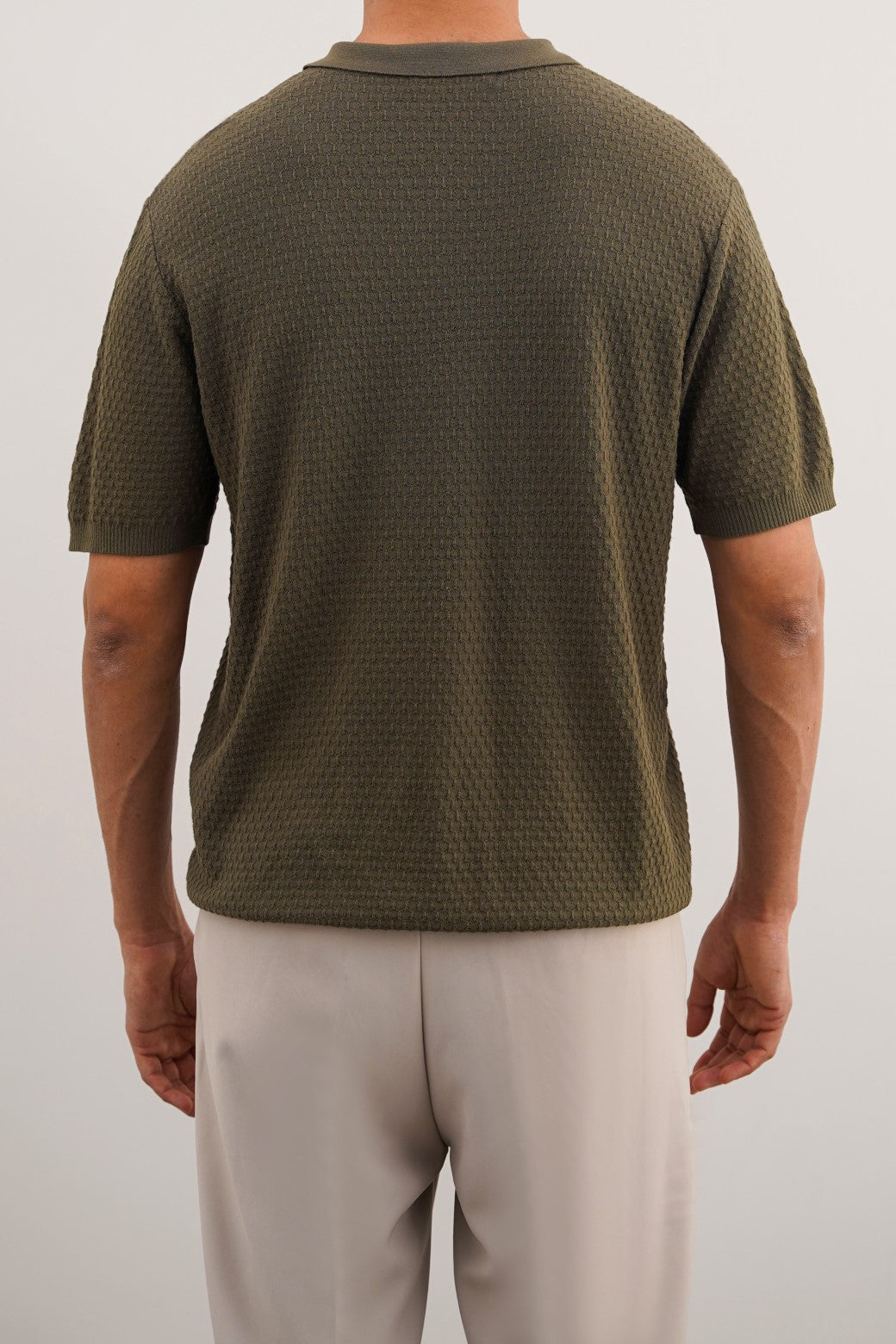 Dark Green Soft Textured Regular Fit Polo Shirt