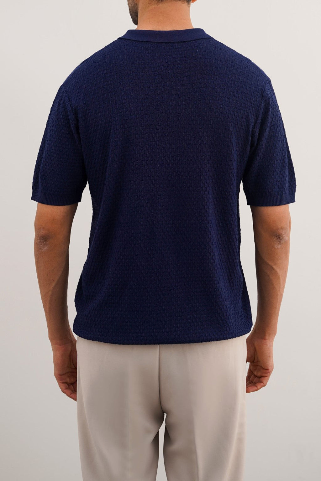 Navy Soft Textured Regular Fit Polo Shirt – Cool Havn