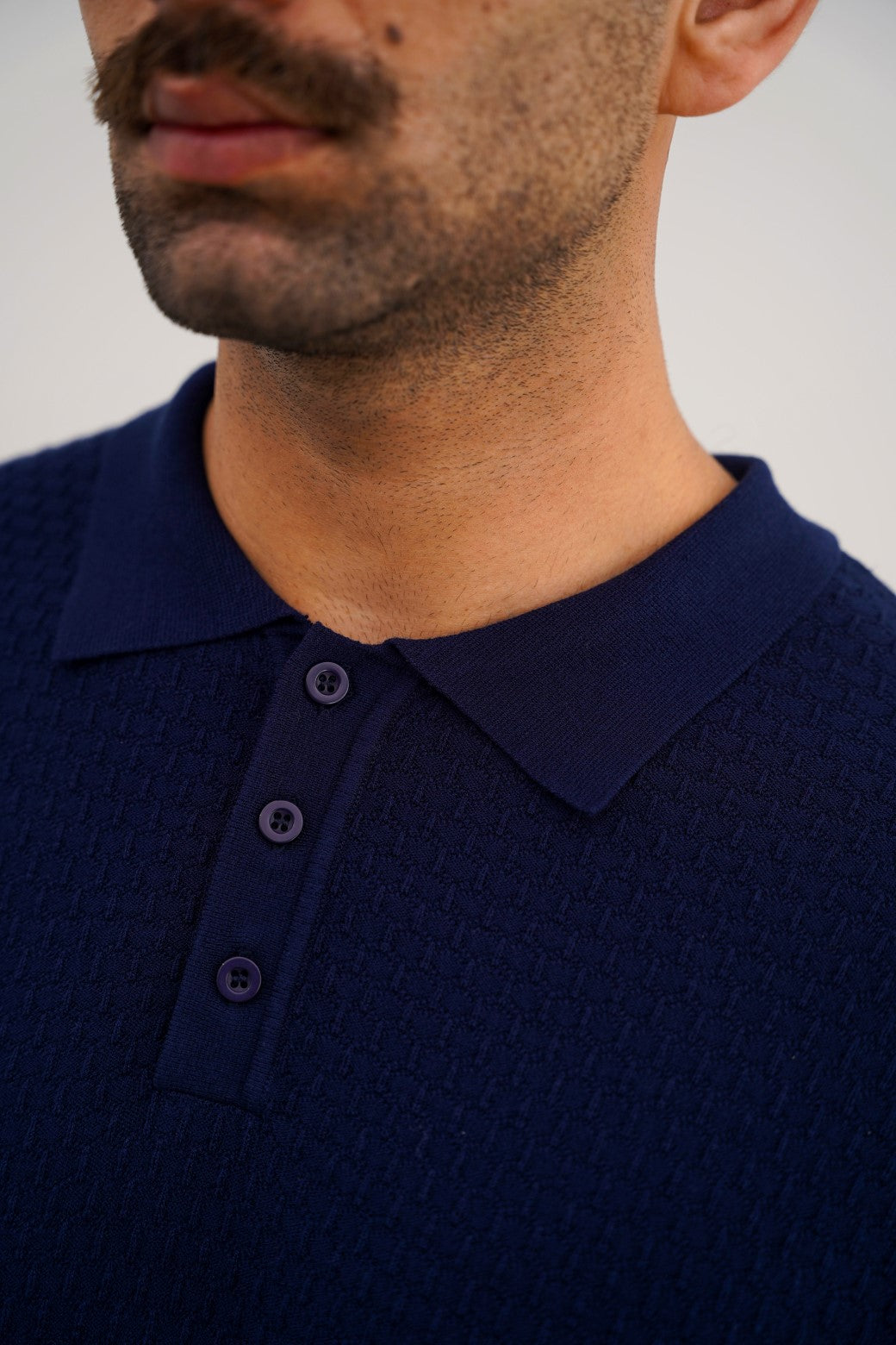 Navy Soft Textured Regular Fit Polo Shirt