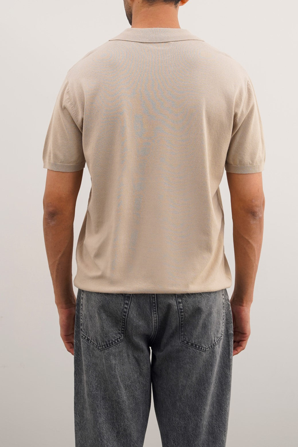 Beige Relaxed Fit Soft Textured Polo Shirt