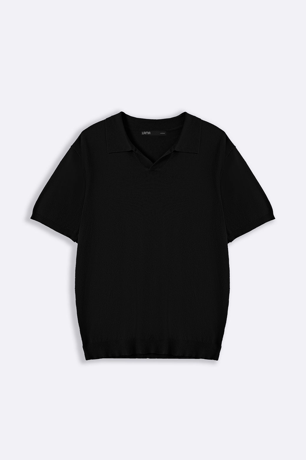 Black Relaxed Fit Soft Textured Polo Shirt
