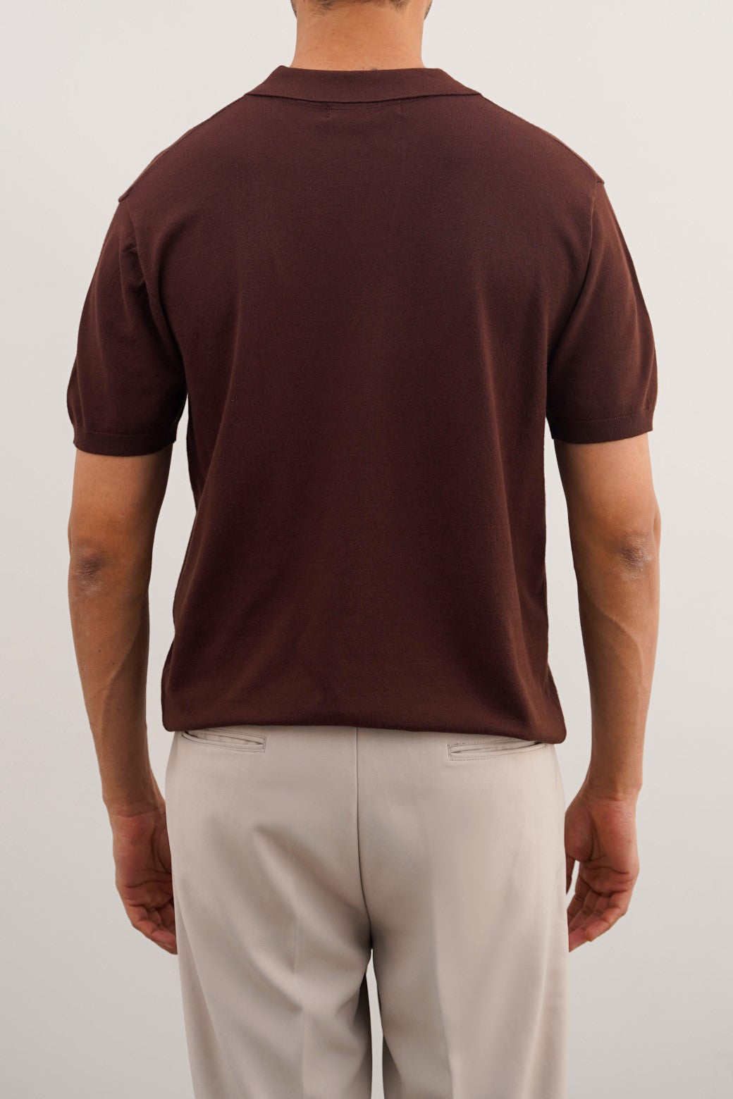 Brown Soft Textured Relaxed Fit Polo Shirt