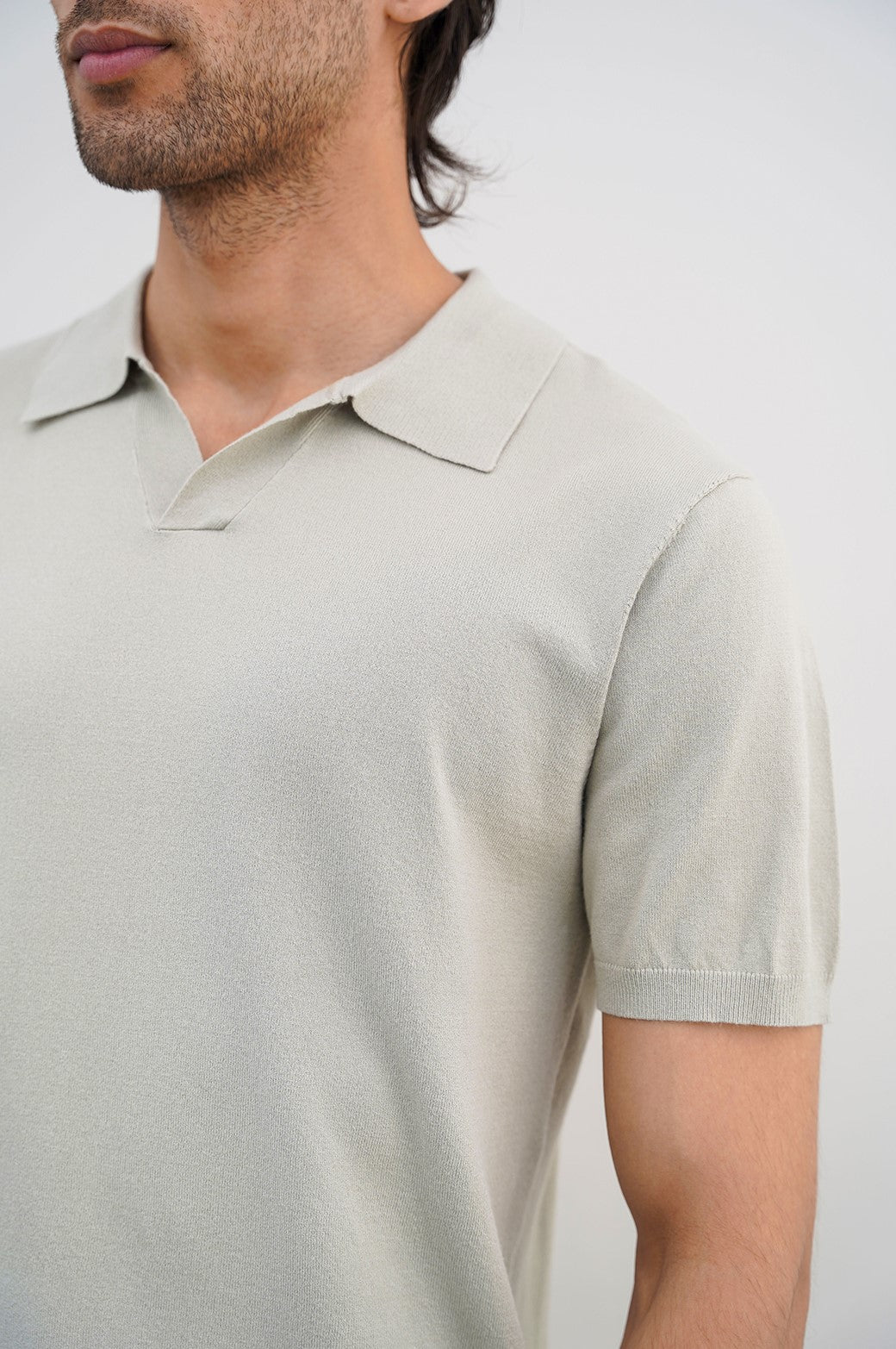 Light Green Relaxed Fit Soft Textured Polo Shirt