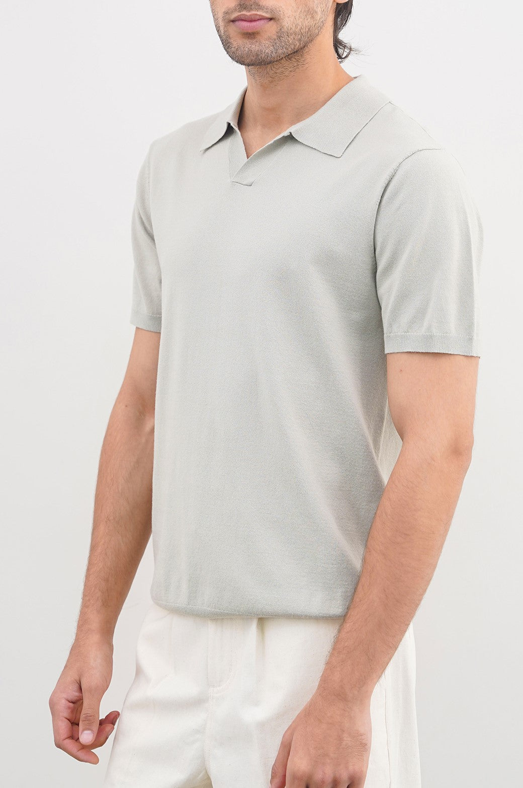 Light Green Relaxed Fit Soft Textured Polo Shirt