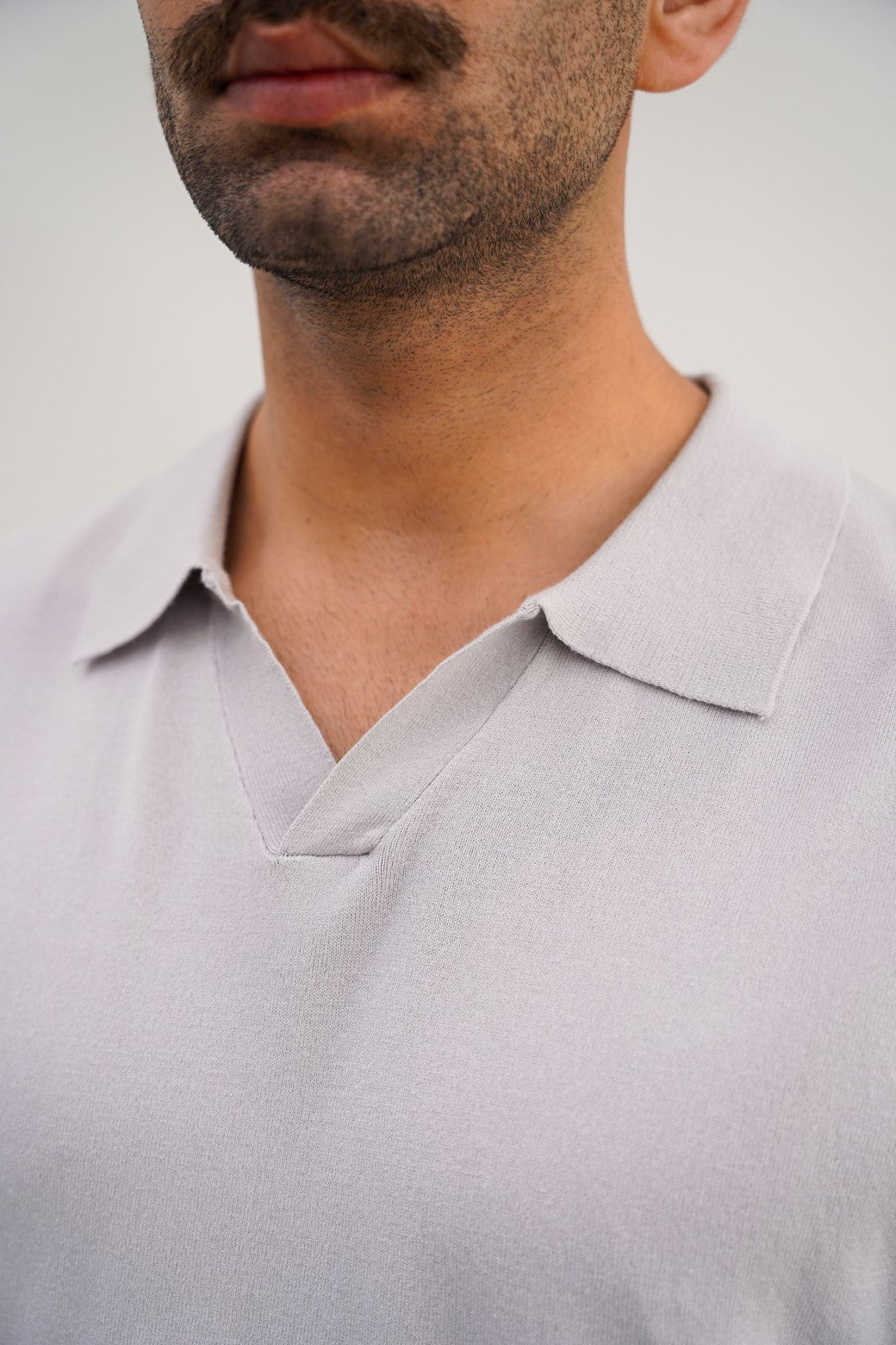 Light Grey Soft Textured Relaxed Fit Polo Shirt