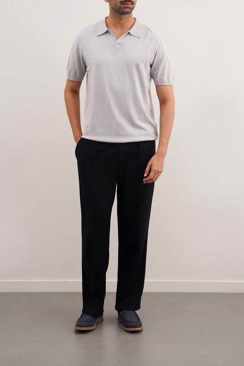 Light Grey Soft Textured Relaxed Fit Polo Shirt – Cool Havn