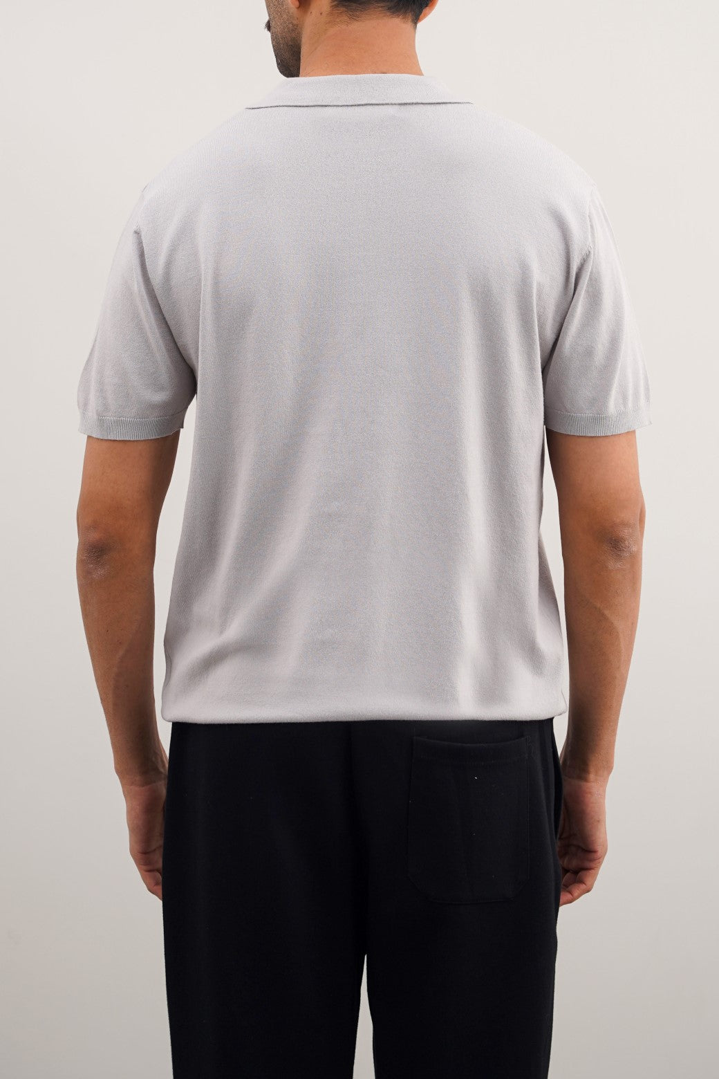 Light Grey Soft Textured Relaxed Fit Polo Shirt