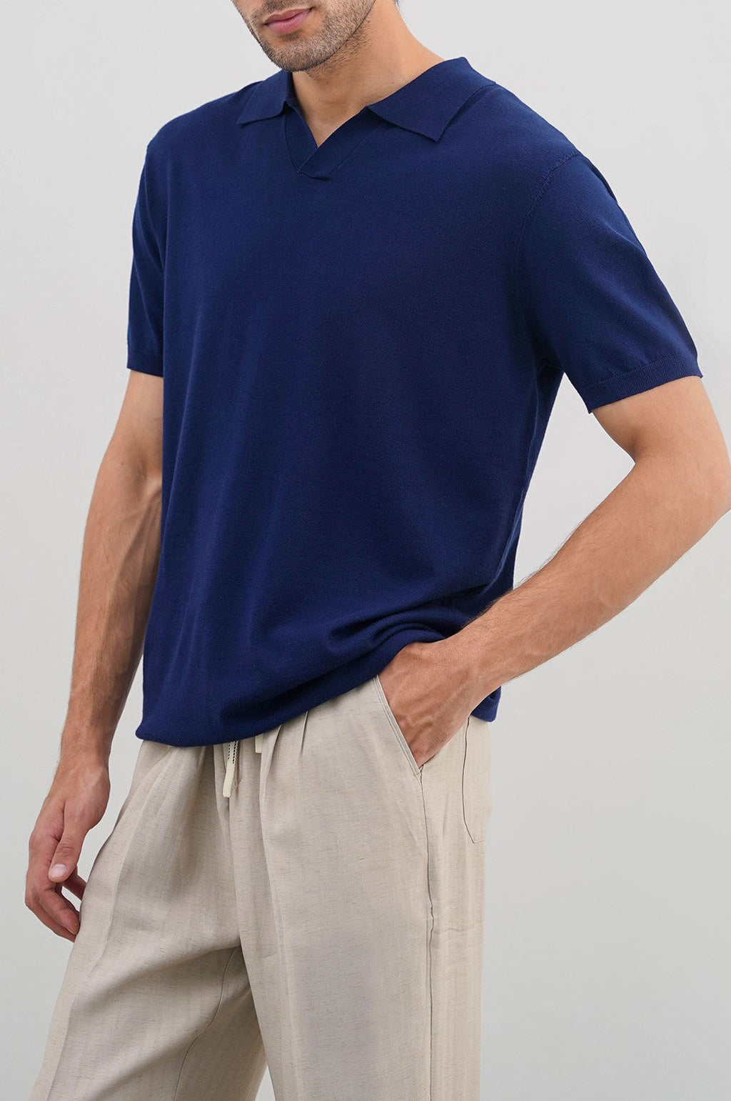 Navy Soft Textured Relaxed Fit Polo Shirt – Cool Havn