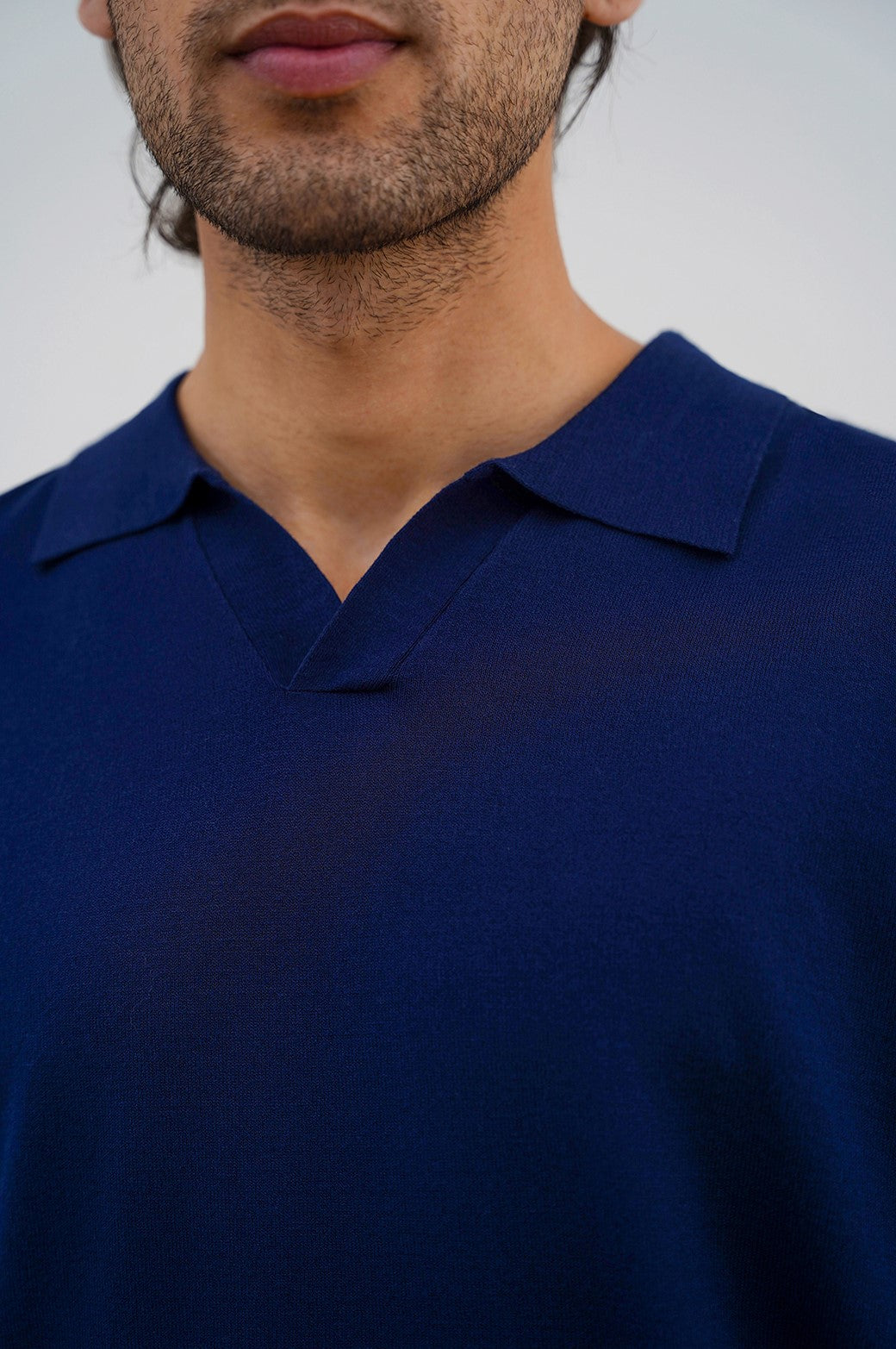 Navy Soft Textured Relaxed Fit Polo Shirt