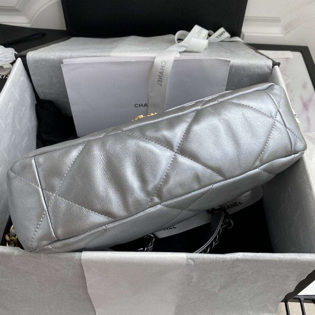 CHANEL 19 Large Flap Bag Silver