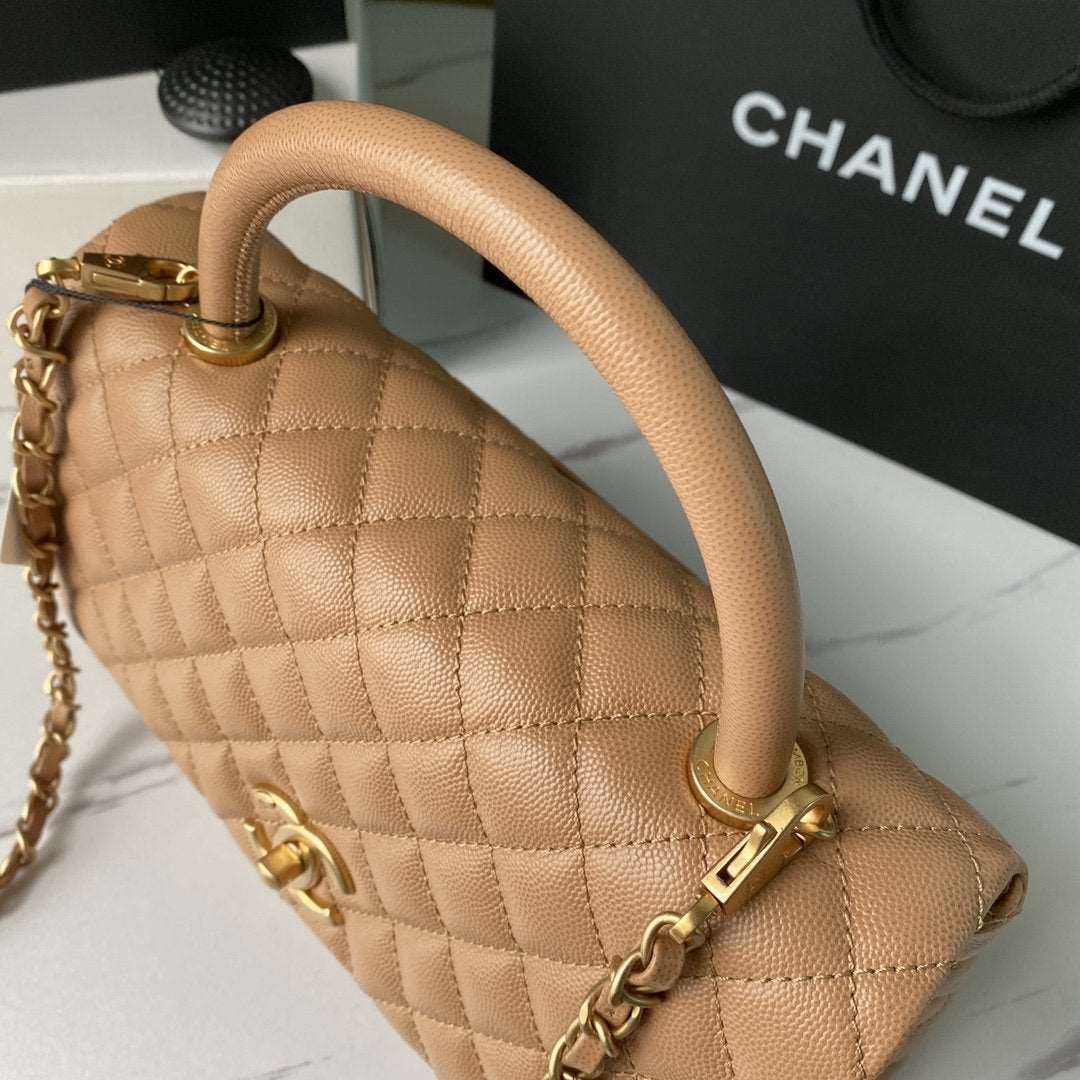Chanel Flap Bag with Handle Beige