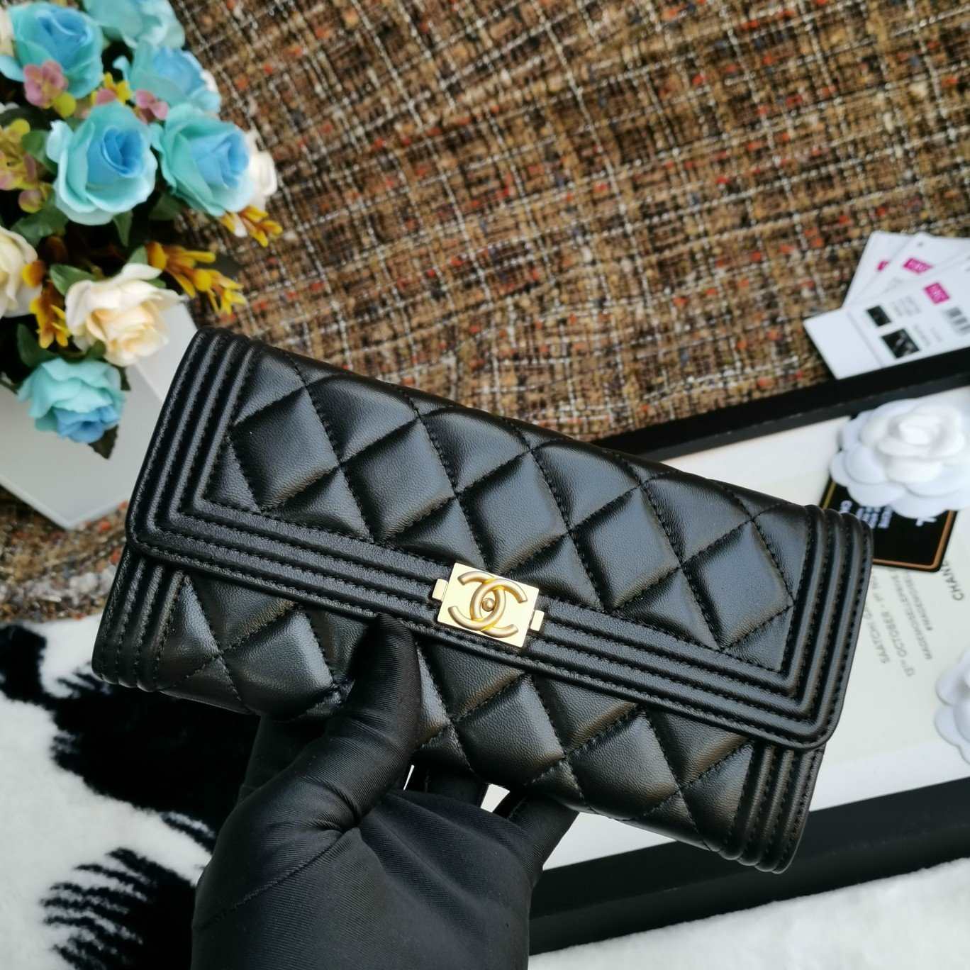 Chanel Boy long Flap Wallet Lambskin