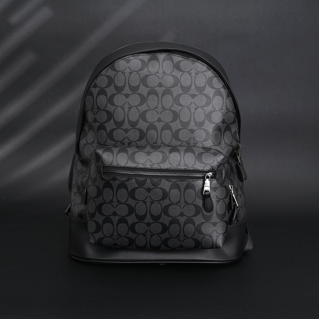Coach West Backpack – Signature Canvas in Black/Grey