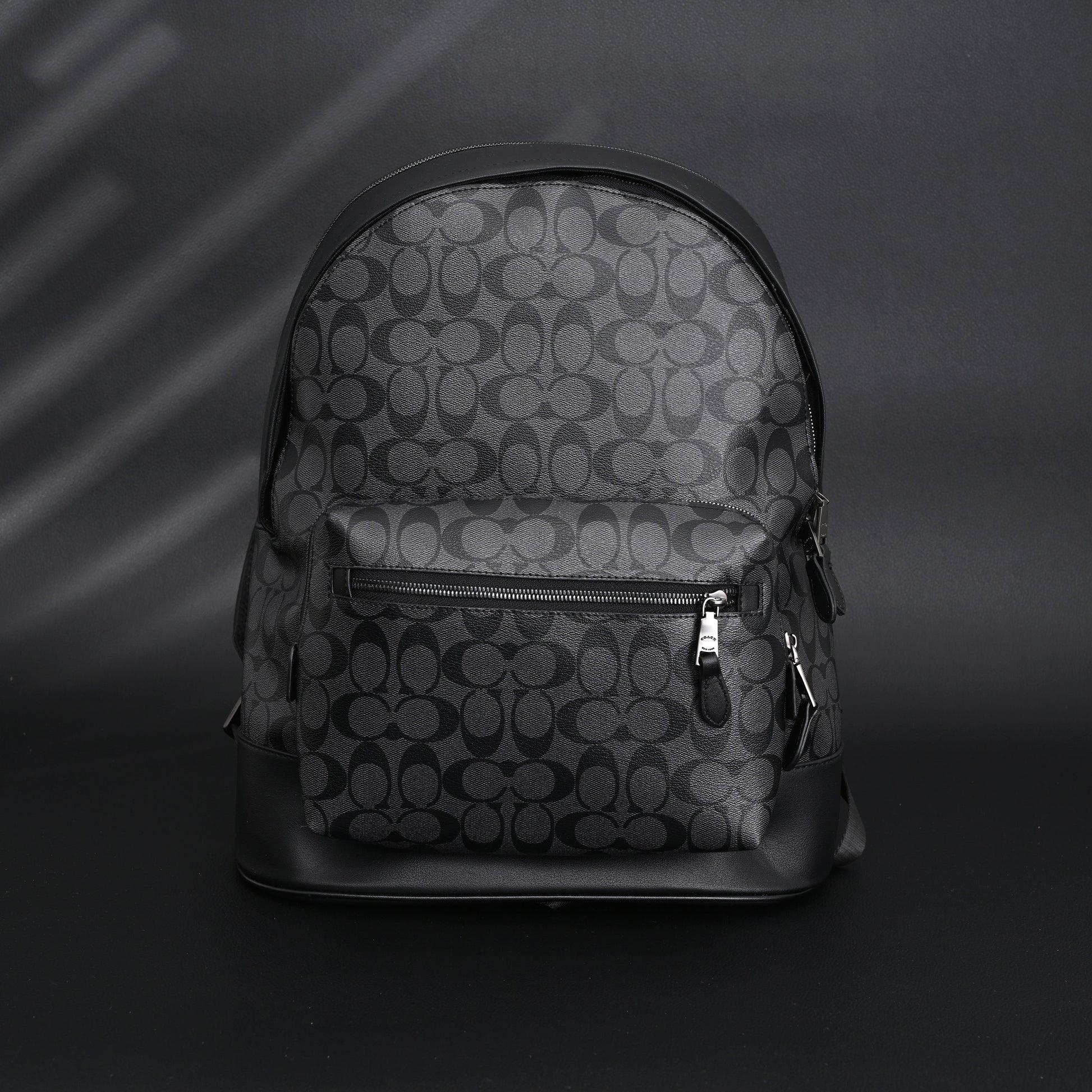 Coach West Backpack – Signature Canvas in Black/Grey