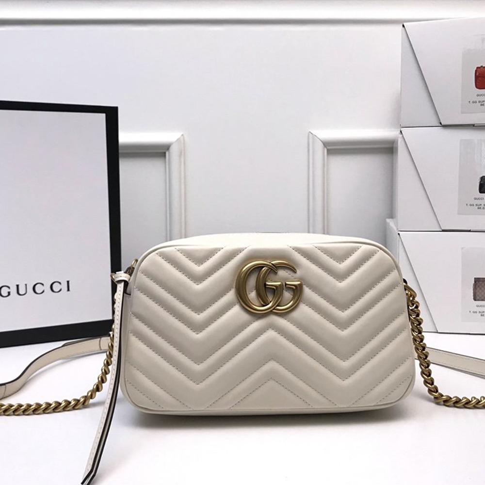 GG Marmont small matelassé shoulder bag white