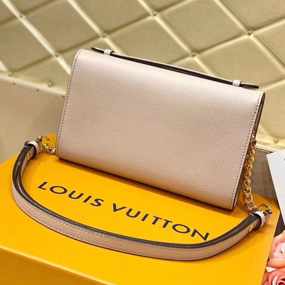 Lv Twist Chain Wallet Light Pink Grain Leather