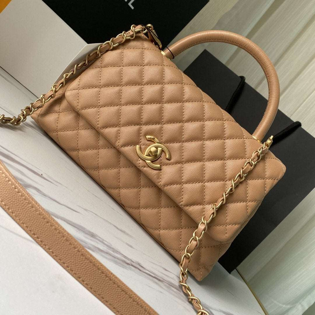 Chanel Flap Bag with Handle Beige